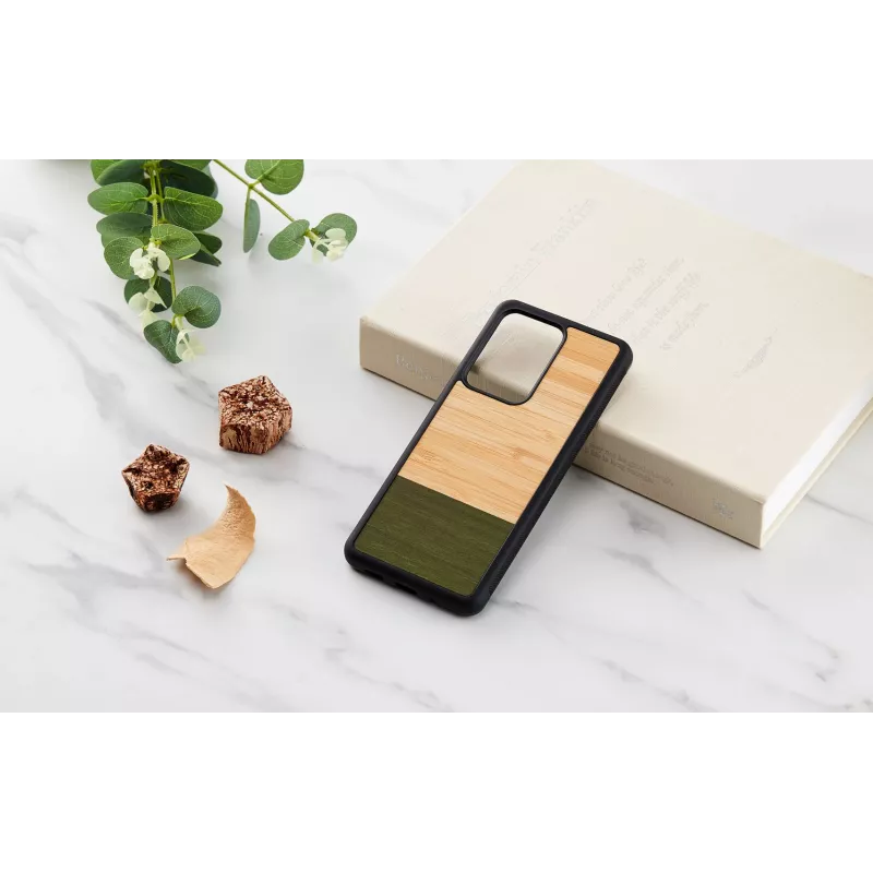 Handyhülle man and wood Galaxy S20 Ultra Bambus schwarz — schützende Rückseite, natürliche Bambuseinlage