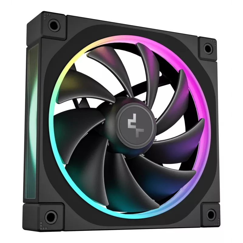 Gehäuselüfter DeepCool FL12 120 mm, PWM, 500–2150 U/min, 55 CFM, 2,82 mmH2O, FDB, Multi-LED, schwarz