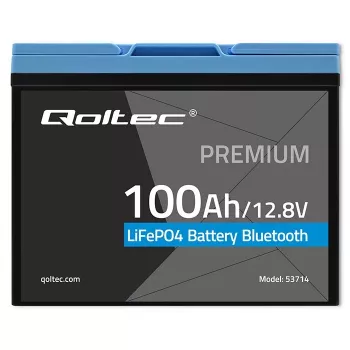 LiFePO4-Batterie QOLTEC 12,8 V 100 Ah mit Bluetooth — 12,8 V 100 Ah