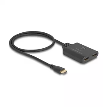 DeLOCK HDMI Switch 2 x HDMI In auf 1 x HDMI Out 8K 60 Hz integriertes Kabel 50 cm
