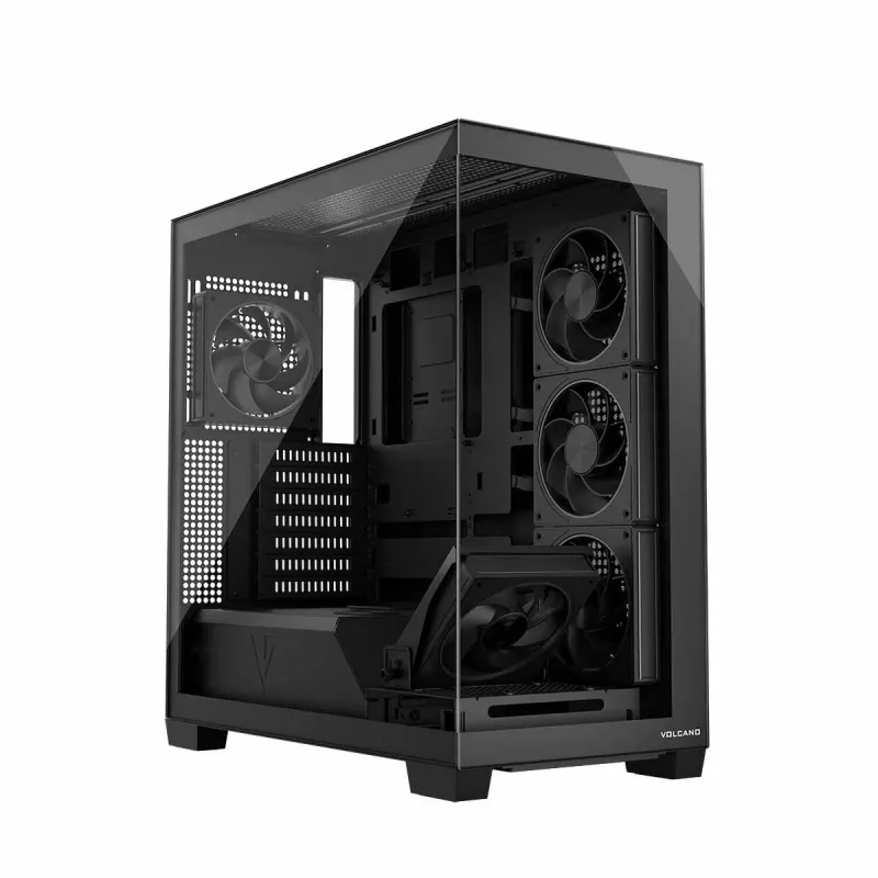 PC-Gehäuse MODECOM Volcano Stellar 5F ATX Midi Tower, gehärtetes Glas, 5 vorinstallierte Lüfter, USB‑C, unterstützt microATX/ATX, max. GPU 420 mm, CPU-Kühlerhöhe 175 mm