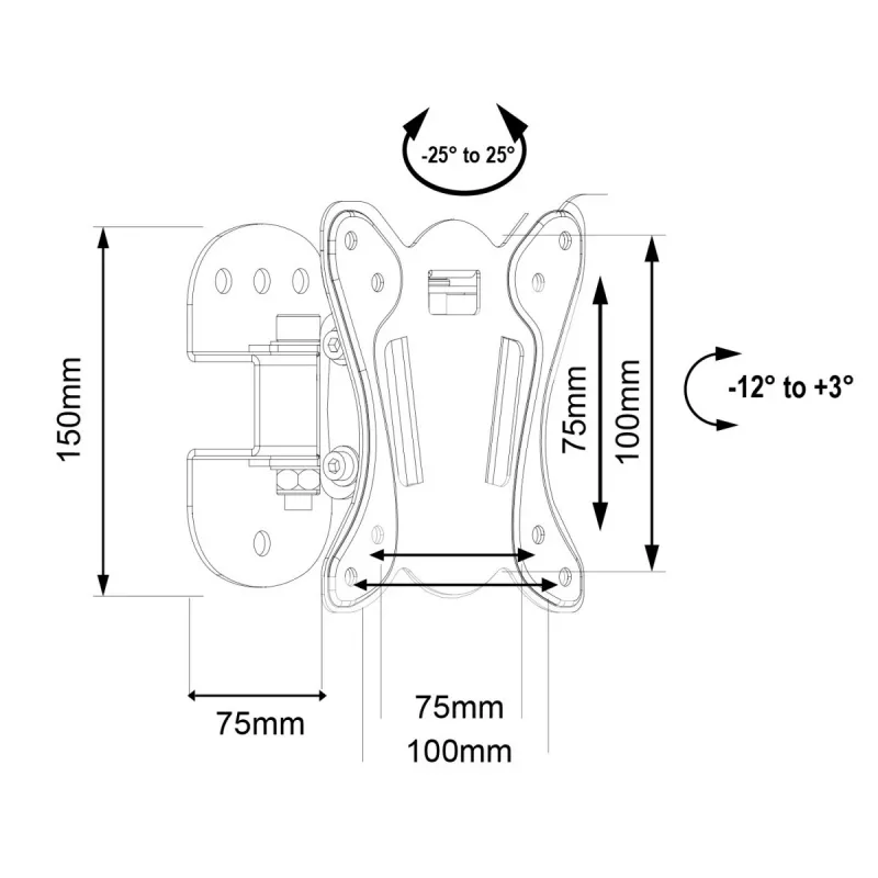 TV-Wandhalterung MACLEAN MC-415 für 13–32-Zoll-Bildschirme, VESA 100×100, Tragfähigkeit 30 kg