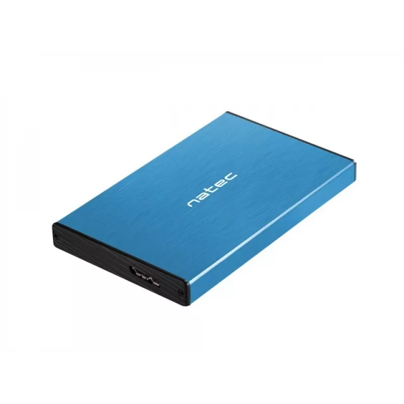 Externes HDD/SSD-Gehäuse NATEC Rhino GO 2,5 Zoll — USB 3.0, SATA III, bis zu 4 TB, 9,5 mm, Aluminium, blau