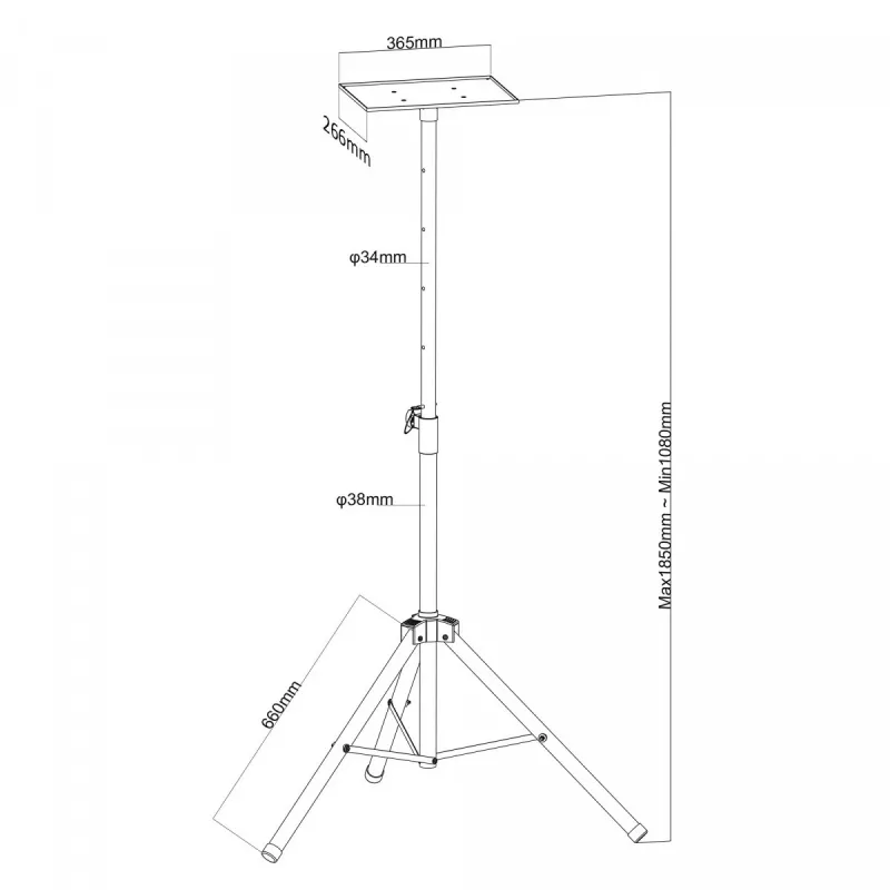 Projektor-Deckenhalterung MACLEAN MC-953 — Stahl, höhenverstellbar 1,2–1,7 m