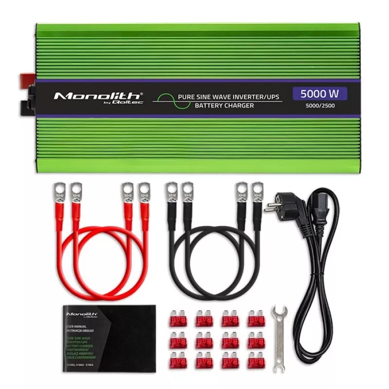 Qoltec Monolith power adapter/inverter Auto 5000 W Grün