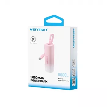 Powerbank Vention FHWR0, tragbarer USB-C/USB-A-Ladegerät, universelle Kompatibilität