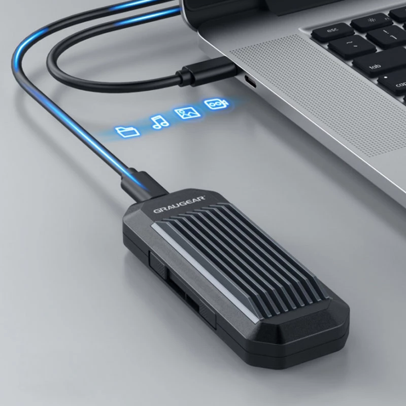 SSD-Gehäuse GRAUGEAR G-M202-AC-10G Schwarz M.2