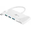 Goobay USB-C™ Multiport-Adapter Kartenleser, Weiß, 0,15 m - erweitert ein USB-C™-Gerät um drei USB 3.0 Anschlüsse und einen Kartenschacht für SD/MMC- und Micro SD-Karten (62097)