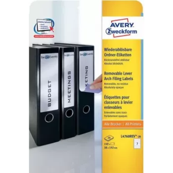 Avery L4760REV-20 - Weiß - Abgerundetes Rechteck - 38 x 192 mm - A4 - Ringordner - Papier (L4760REV-20)
