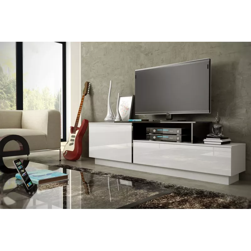 Cama TV-Schrank SIGMA 3 180 weiß/weiß glänzend + schwarz