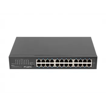 Unmanaged Switch LANBERG RSGE-24 — 24× Gigabit Ethernet 1U, rack-montierbar, schwarz