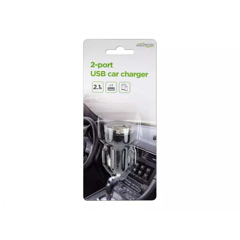 Auto-Ladegerät Gembird EG-U2C2A-CAR-02, 12–24V Eingang, 5V/2,1A Ausgang, 2× USB 2.0, schwarz