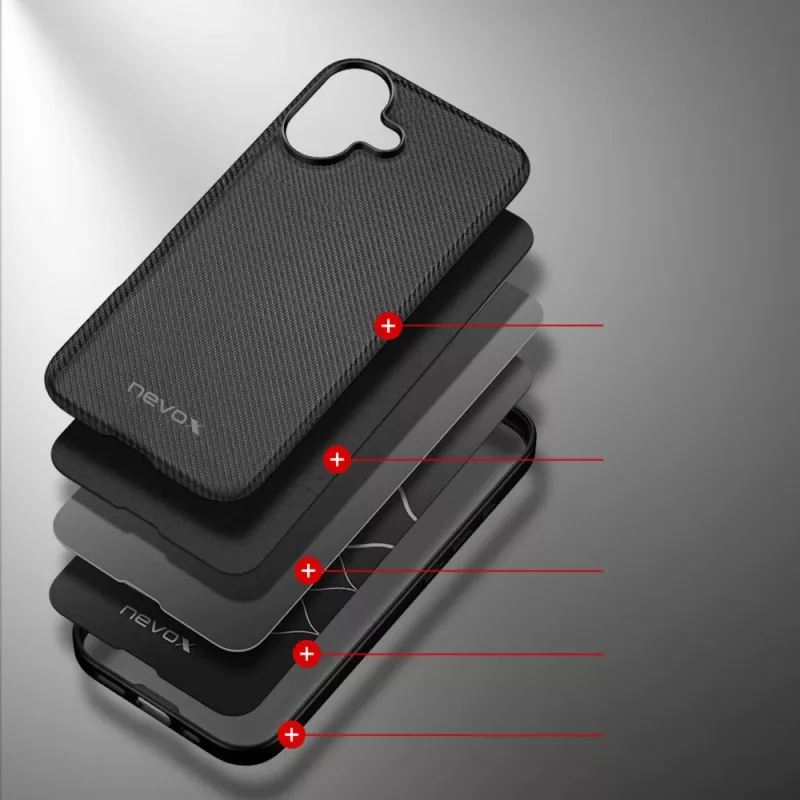 Schutzhülle Nevox StyleShell NYLO für iPhone 17, 6,3 Zoll, schwarz