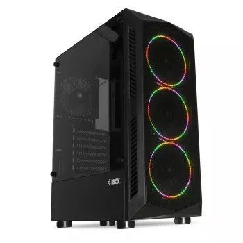 PC-Gehäuse IBOX LUPUS 27 Midi Tower ATX, gehärtetes Glas, RGB, 455×200×380 mm, unterstützt ATX, GPU bis zu 32 cm