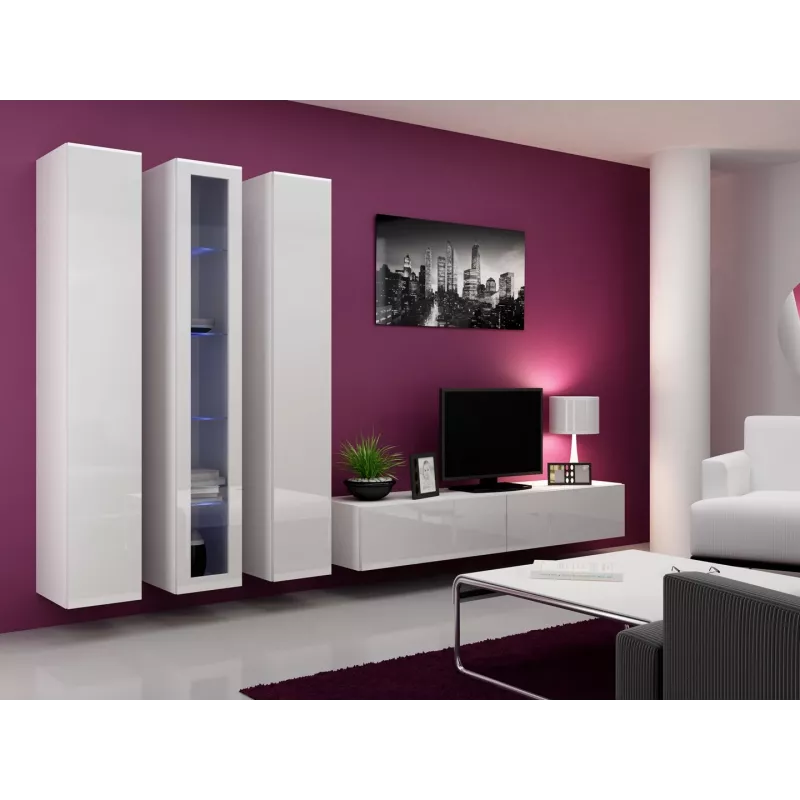 Cama Wohnzimmer-Schrankset VIGO 2 weiß/weiß glänzend