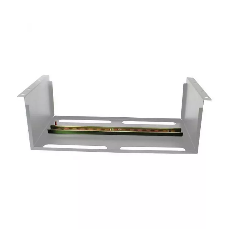 ALLNET Gerätehalter für Hutschiene/Hutschienengeräte T150mm/5HE Hellgrau Frontmontage