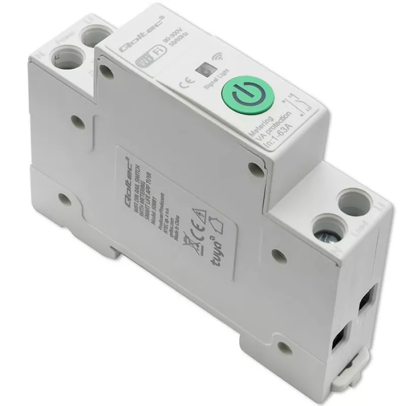 DIN-Schienen-WLAN-Relais QOLTEC 50881 — Netzumschaltrelais 63A für Elektroinstallationen