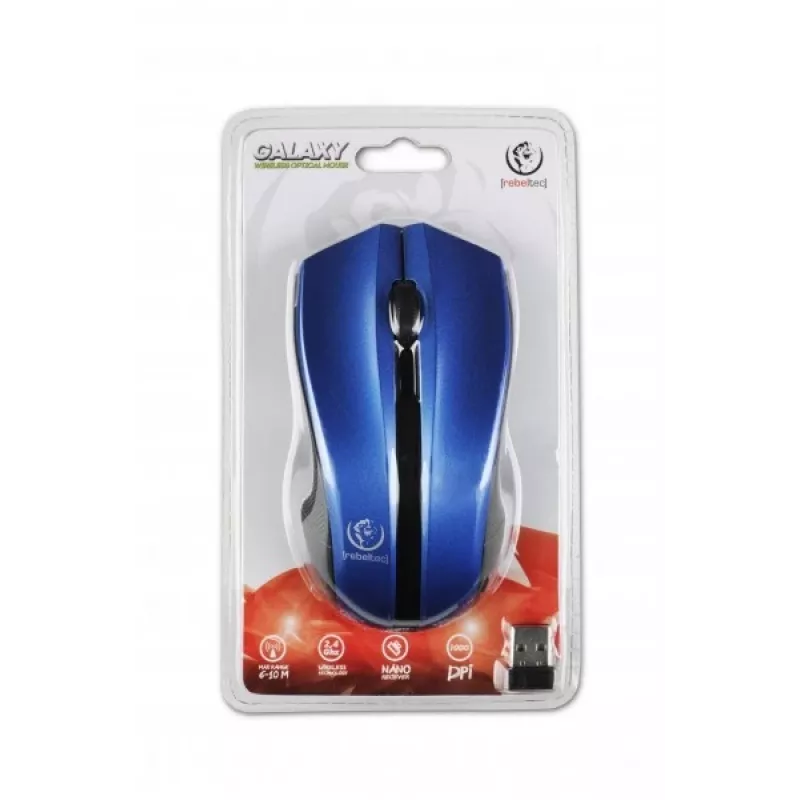 Rebeltec Kabellose optische Maus, Galaxy Blau/Schwarz