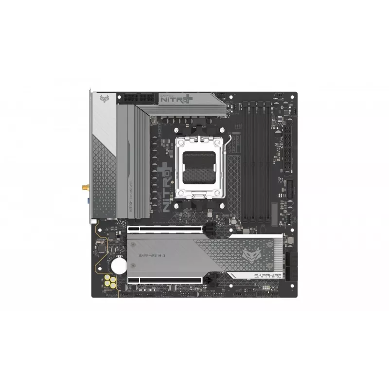 Motherboard Sapphire NITRO+ B850M WIFI — AMD B850, Sockel AM5, micro ATX, DDR5, 4x DIMM, Wi‑Fi 6, 2,5Gb LAN, 2x M.2
