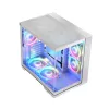 PC-Gehäuse MODECOM Volcano Panorama Midi Tower weiß — micro ATX, gehärtetes Glas, ARGB, USB-C, unterstützt GPU 400 mm