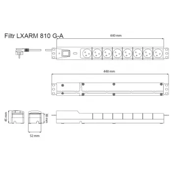 LESTAR LXARM 810 G-A K.:CZ 1,5M 19PDU Schwarz 8 AC-Steckdose(n) 230 V 1,5 m