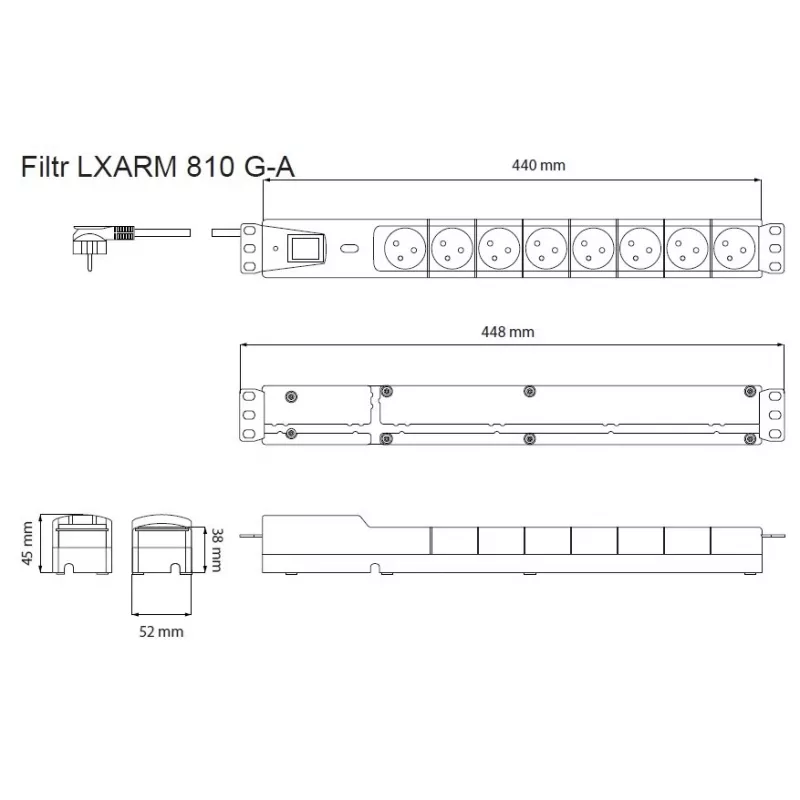LESTAR LXARM 810 G-A K.:CZ 1,5M 19PDU Schwarz 8 AC-Steckdose(n) 230 V 1,5 m