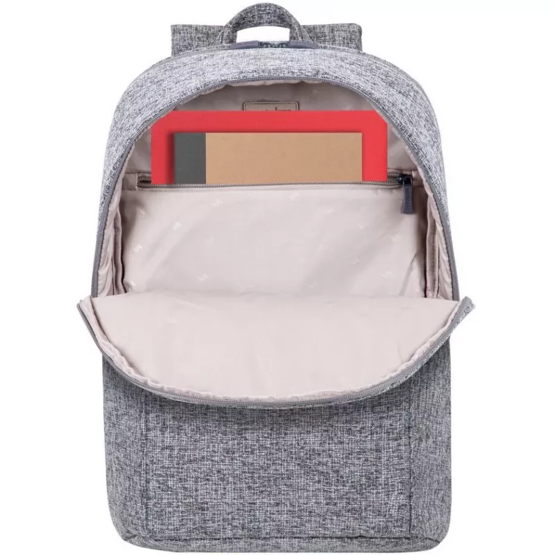 RIVACASE Anvik 15.6 Laptop-Rucksack, 15L, grau, wasserdichtes Gewebe, Fächer für 10.5 Tablet, Smartphone, Dokumente, Zubehör, Flasche