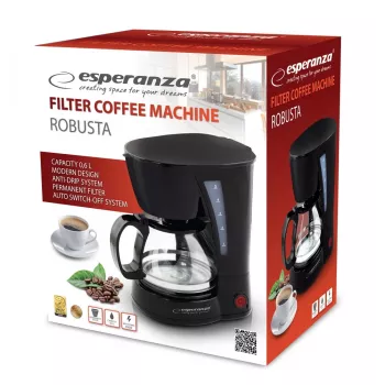 Filterkaffeemaschine ESPERANZA EKC006, 0,6 l Wassertank, 650 W, schwarz, für die Arbeitsplatte