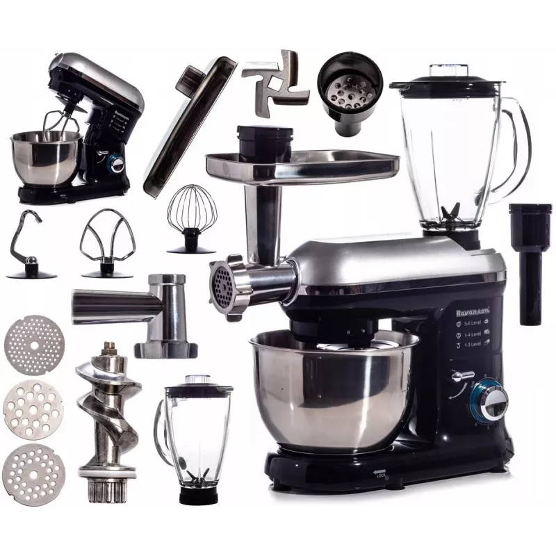 Planeten-Fleischwolf Ravanson RP-1500BS — 1500 W, 4,5 L Edelstahlschüssel, 6 Geschwindigkeiten, Impuls, Zubehör