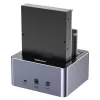 Dockingstation Unitek 51642 für 2,5-Zoll-/3,5-Zoll-SATA-Laufwerke, USB-C 10 Gbit/s, 2 Einschübe, Aluminium