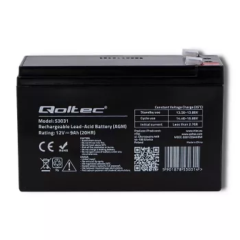 USV-Batterie QOLTEC 53031 12V 9Ah grün, 152×94×65 mm, 2,35 kg