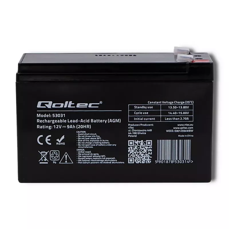 USV-Batterie QOLTEC 53031 12V 9Ah grün, 152×94×65 mm, 2,35 kg