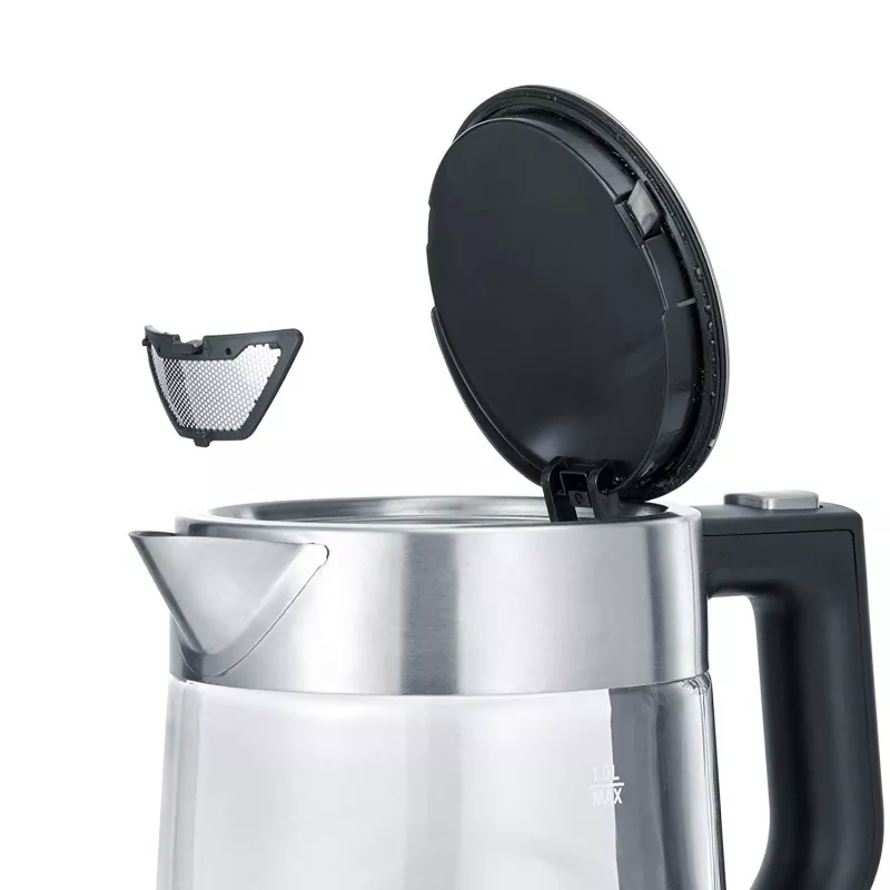 Severin WK 3468 Wasserkocher 1 L 2200 W Schwarz, Edelstahl, Transparent