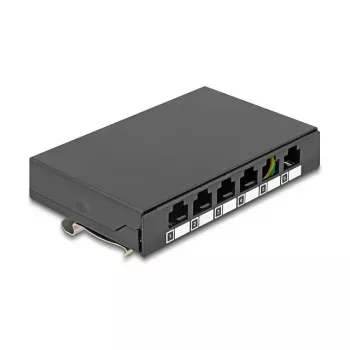 DELOCK Blank Panel 6-Port für Keystone RJ‑Module, schwarz, Metall, für Tisch-/Wand-/Hutschienenmontage