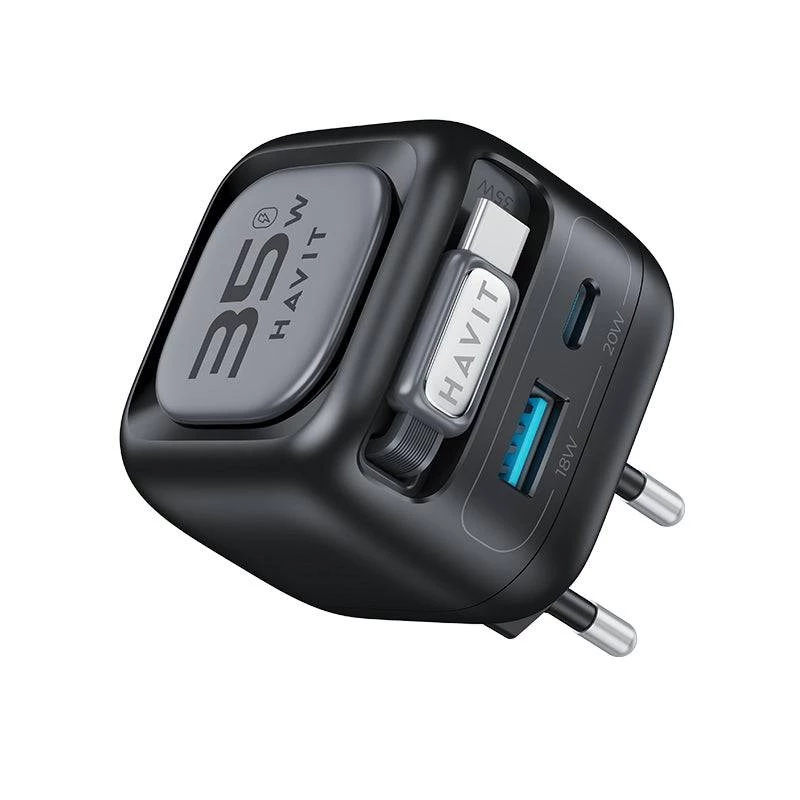 GaN-Reiseladegerät Havit UC250 A-EU 20V 1xUSB-C 0,7m schwarz