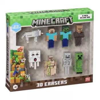 MINECRAFT 3D-Radierer - 8er-Pack Deluxe-Box Ver.A