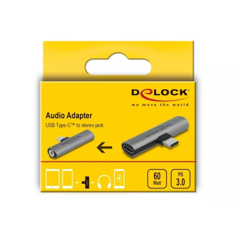 DeLOCK 64186 Kabel-Adapter USB Typ-C auf USB Typ-C + 3,5 mm Grau