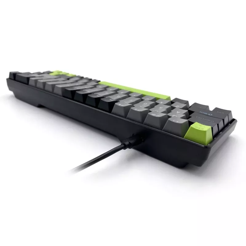 Mechanische Tastatur MEDIA-TECH MT1260 Red Core MX60, 60% Formfaktor, CHERRY MX Red Schalter, RGB-Beleuchtung, USB, grün