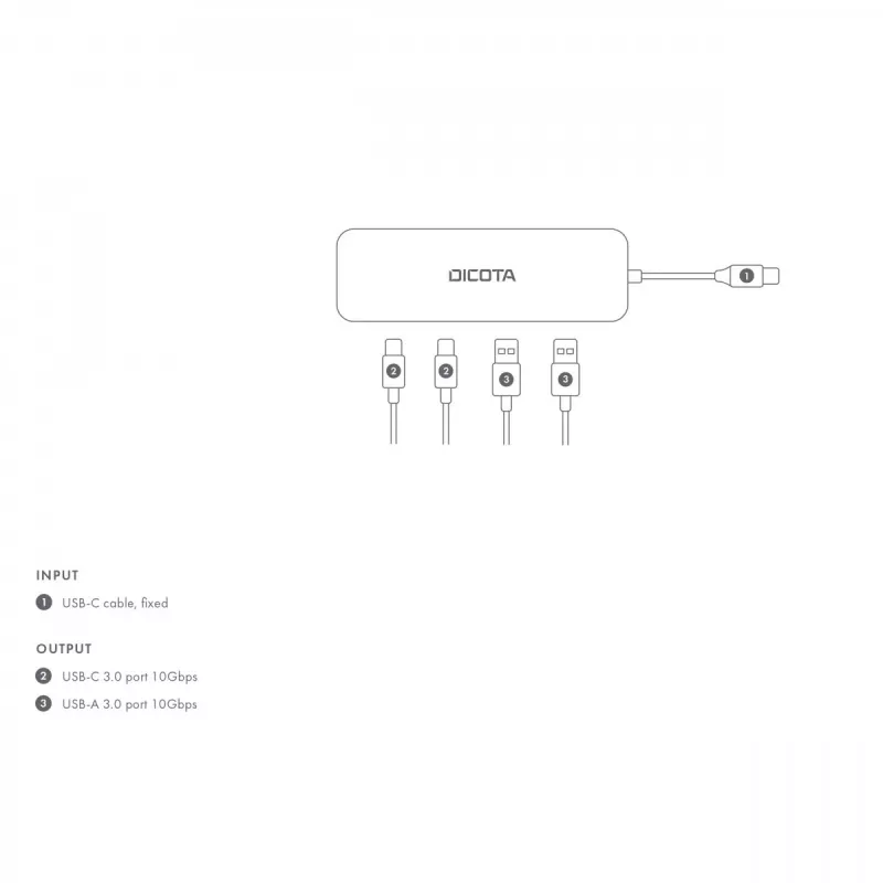 USB Type-C Hub DICOTA D32061 10000 Mbit/s Silber