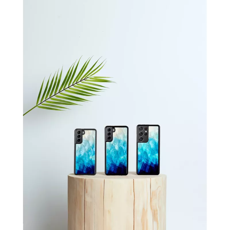 Handyhülle iKins für Samsung Galaxy S21+ – schützende Rückabdeckung, blue lake Schwarz