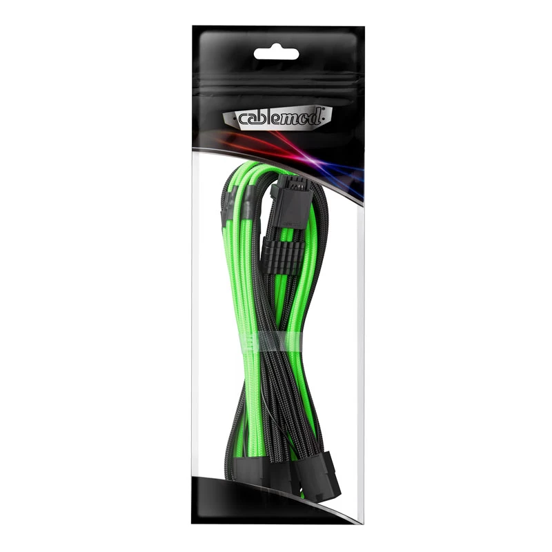 CableMod 12VHPWR zu 3× PCIe ModMesh Kabel 45 cm, schwarz/hellgrün