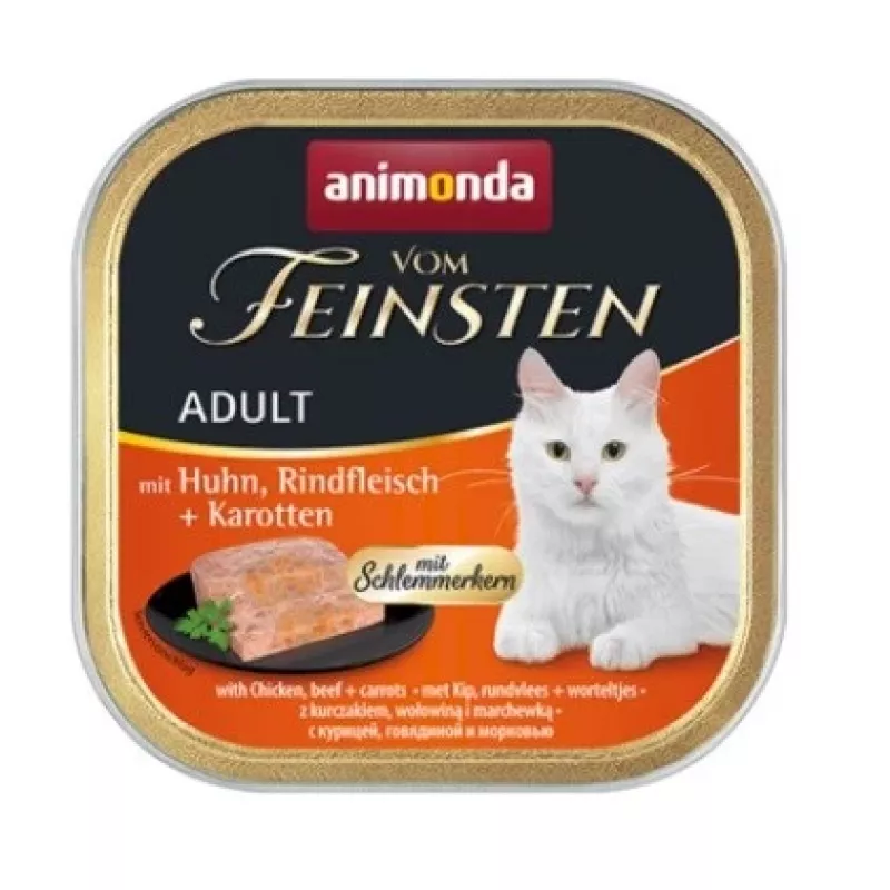 ANIMONDA Vom Feinsten Adult Huhn, Rind und Karotten - Nassfutter für Katzen - 100g