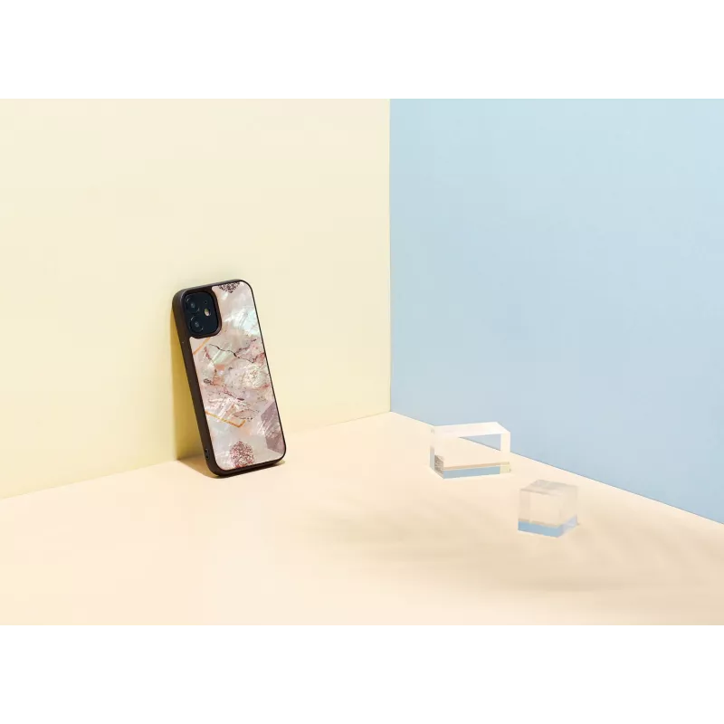 Schutzhülle iKins für Apple iPhone 12 mini — pinkes Marmormuster, schlank Fit