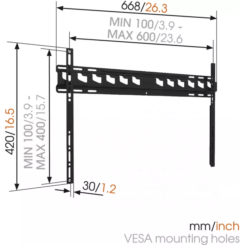 Vogels | Wandhalterung | MA4000-A1 | Fest | 40-80 | Maximale Belastbarkeit 80 kg | Schwarz