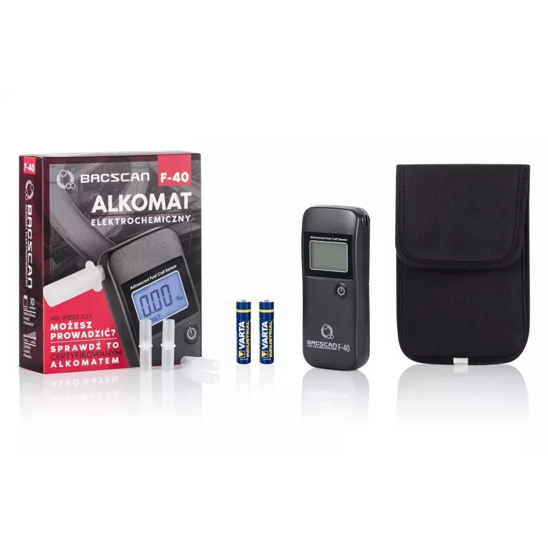 Atemalkoholtester BACscan F-40, kontaktlos, BAK 0–4%, 1% Genauigkeit, 20s Aufwärmzeit, LCD, Batterie AAA×2