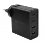 Qoltec GaN POWER PRO Ladegerät | 2xUSB-C | 2xUSB | 130W | 5-20V | 1.5-5A | XP | Schwarz