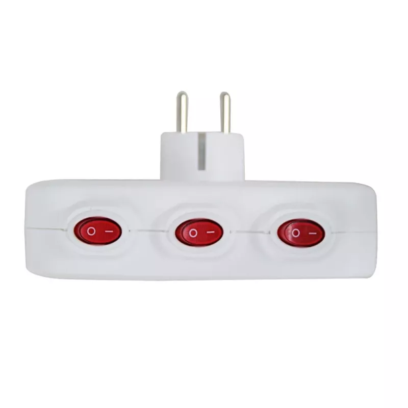 Stromverteiler ESPERANZA ELK307W — 3-fach geschalteter Innenadapter, Stecker Typ E, 220–240 V, 16 A, 3680 W, weiß