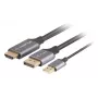 Lanberg CA-HDDP-20CU-0018-BK Videokabel-Adapter 1,8 m DisplayPort HDMI + USB Schwarz, Silber