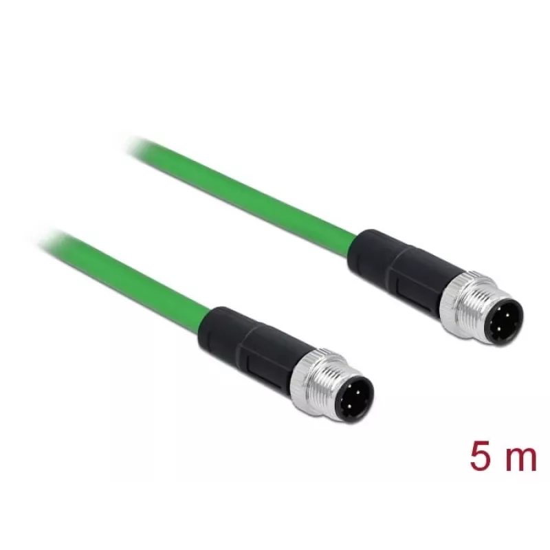 DeLOCK - Netzwerkkabel - M12 (4-polig) (M) auf M12 (4-polig) (M) - 5,0 m - SF/FTP - halogenfrei - grün (85920)