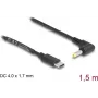DeLOCK USB Type-C Stromkabel auf DC 4,0 x 1,7 mm Stecker, abgewinkelt, 1,5 m